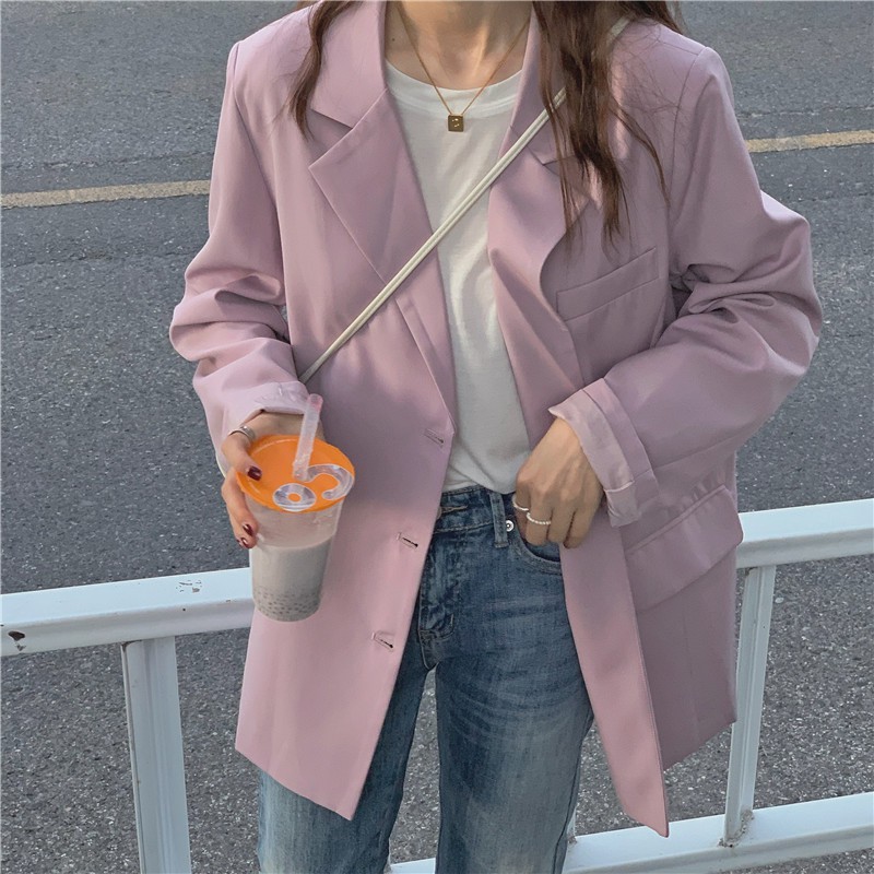 (Hàng Đẹp)Áo blazer tím Hey Girl phiên bản Hàn Quốc-HC267.Ảnh thật 4 hình cuối