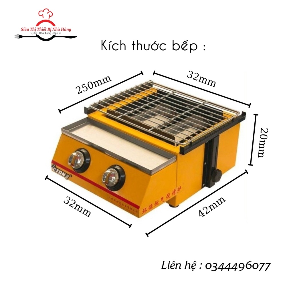 Bếp nướng BBQ, hàu nướng, nem lụi, bánh tráng, Bếp nướng ngoài trời dùng gas 2 họng