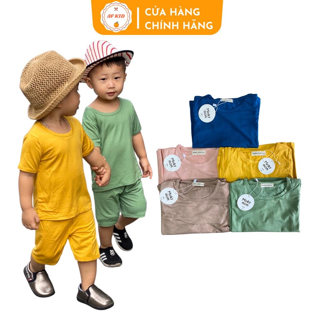Bộ quần áo thun lạnh trơn cộc tay AF KID mềm mịn cao cấp