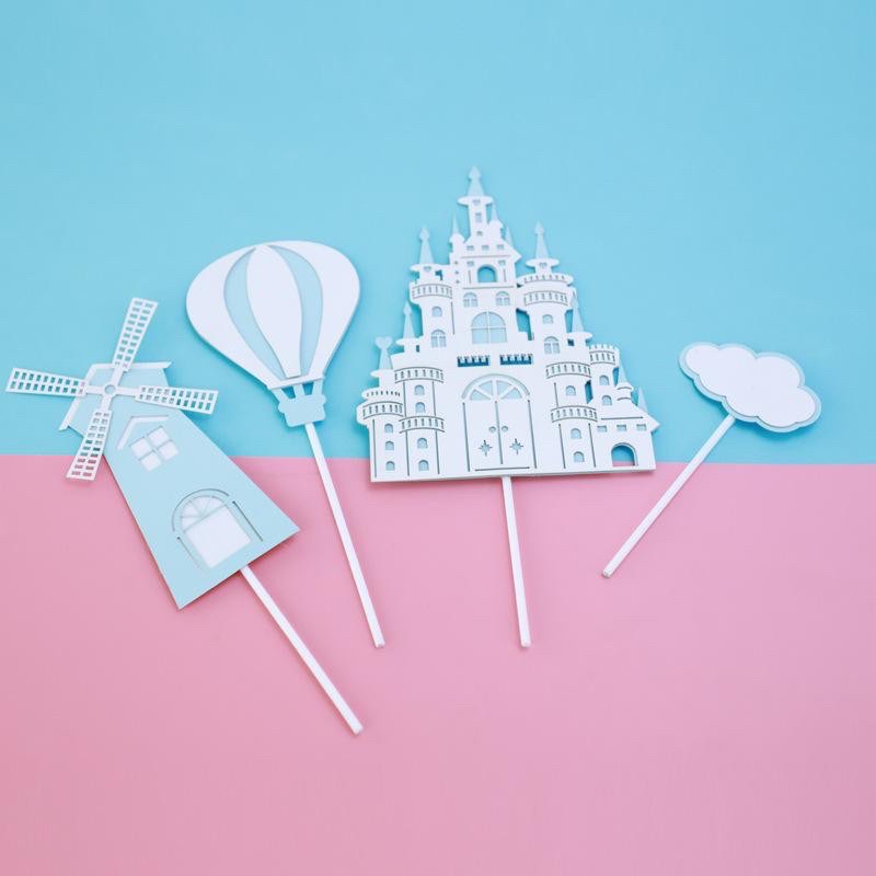 Combo 2 set cắm lâu đài, cối xay gió