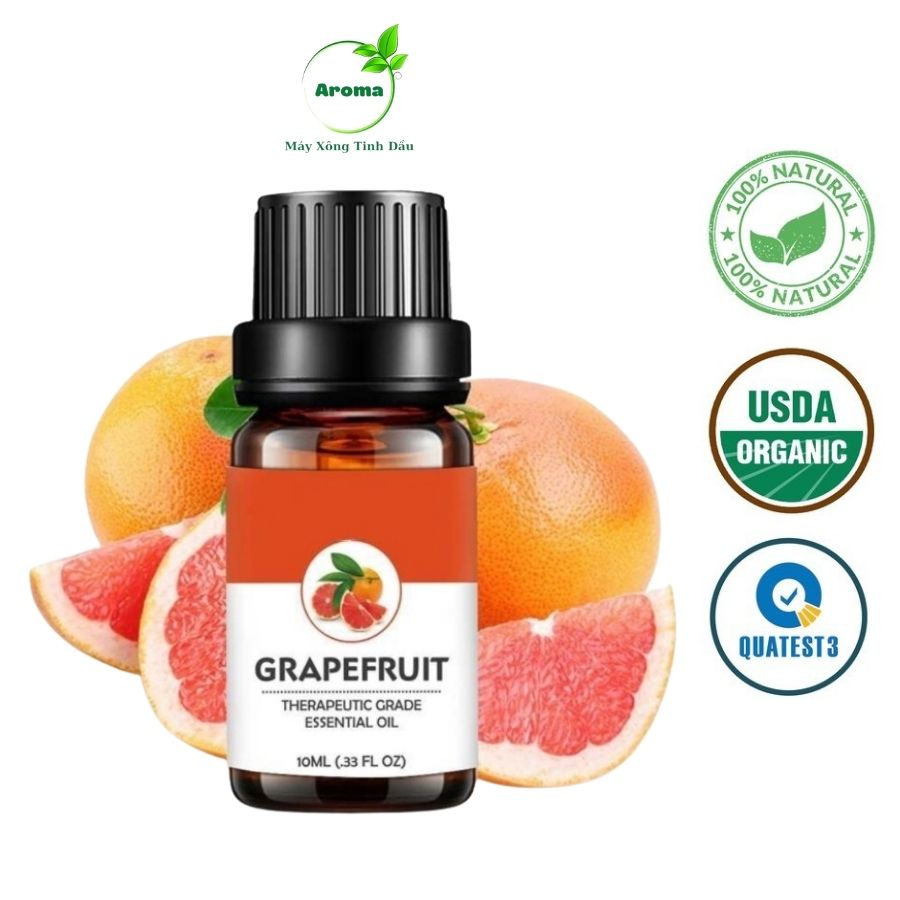 Tinh dầu Bưởi Grapefruit  Essential Oil, xuất sứ thiên nhiên không pha tạp chất, có giấy kiểm định COA