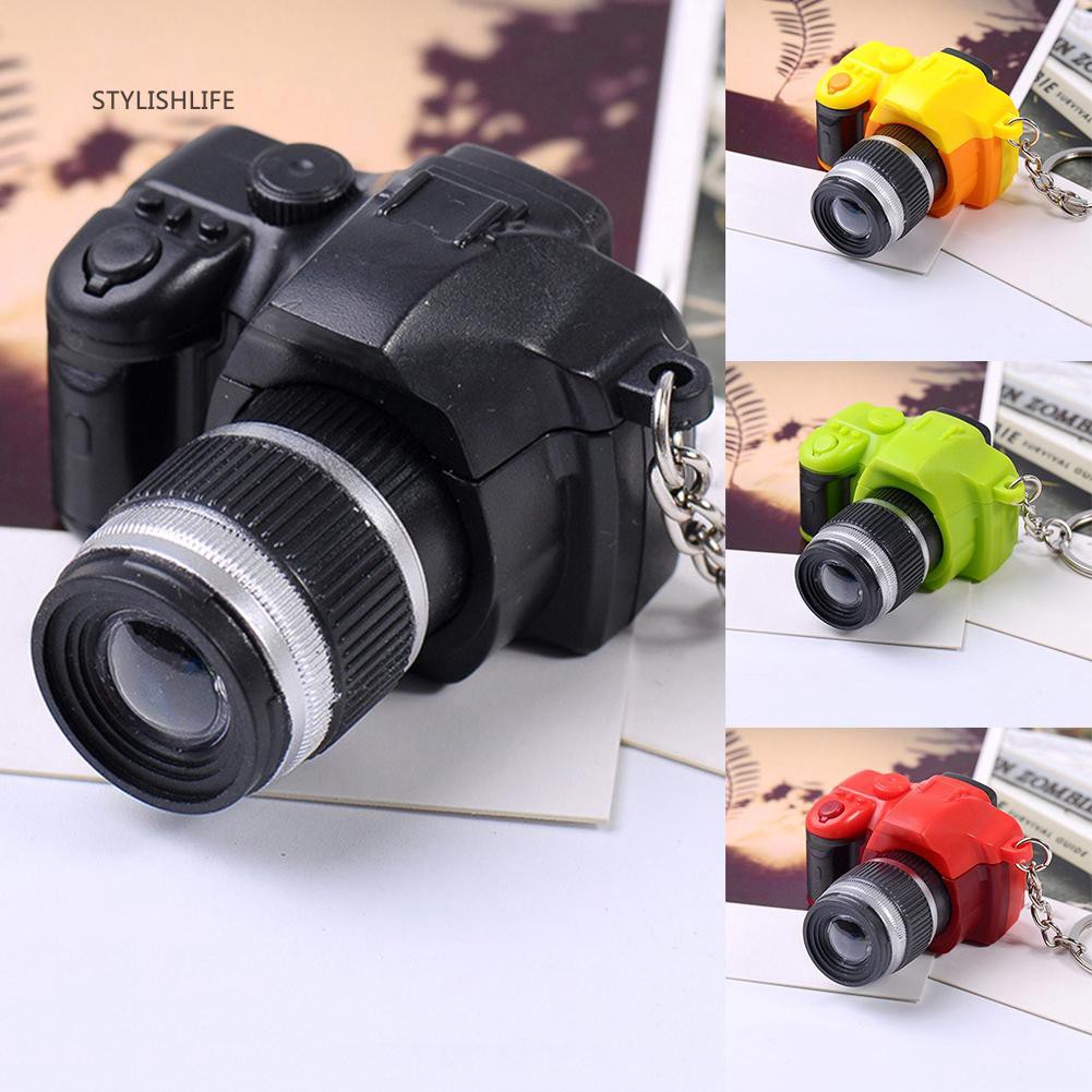 Móc gắn chìa khóa hình máy ảnh DSLR có đèn led sáng tạo