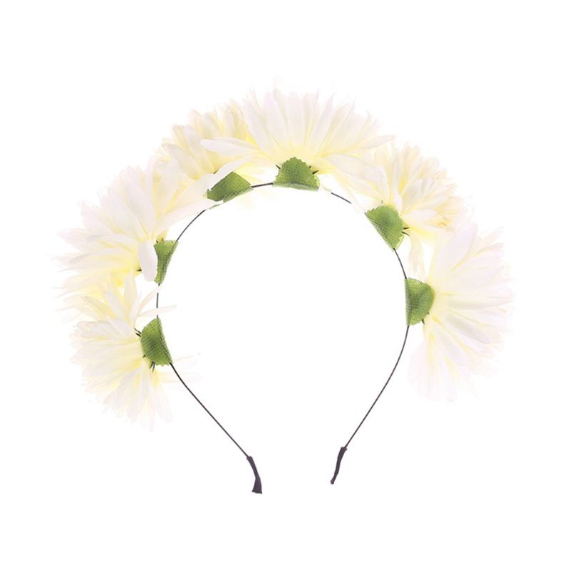 Băng Đô Cài Tóc Đính Hoa Cúc Giả Phong Cách Bohemian Dành Cho Cô Dâu