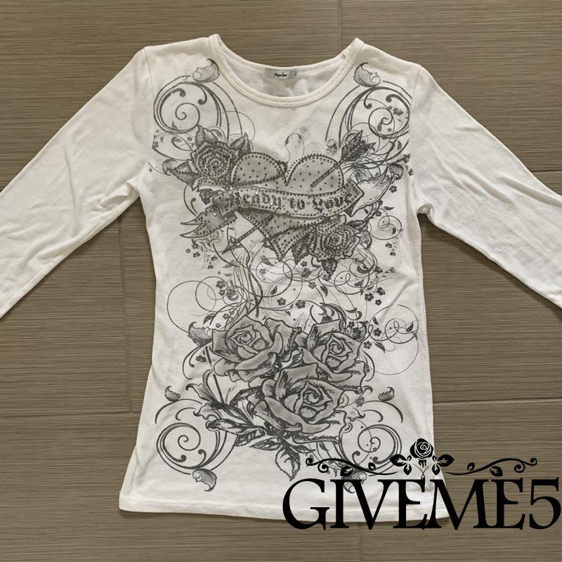 Áo thun nữ tay dài in hình trái tim đính đá thời trang