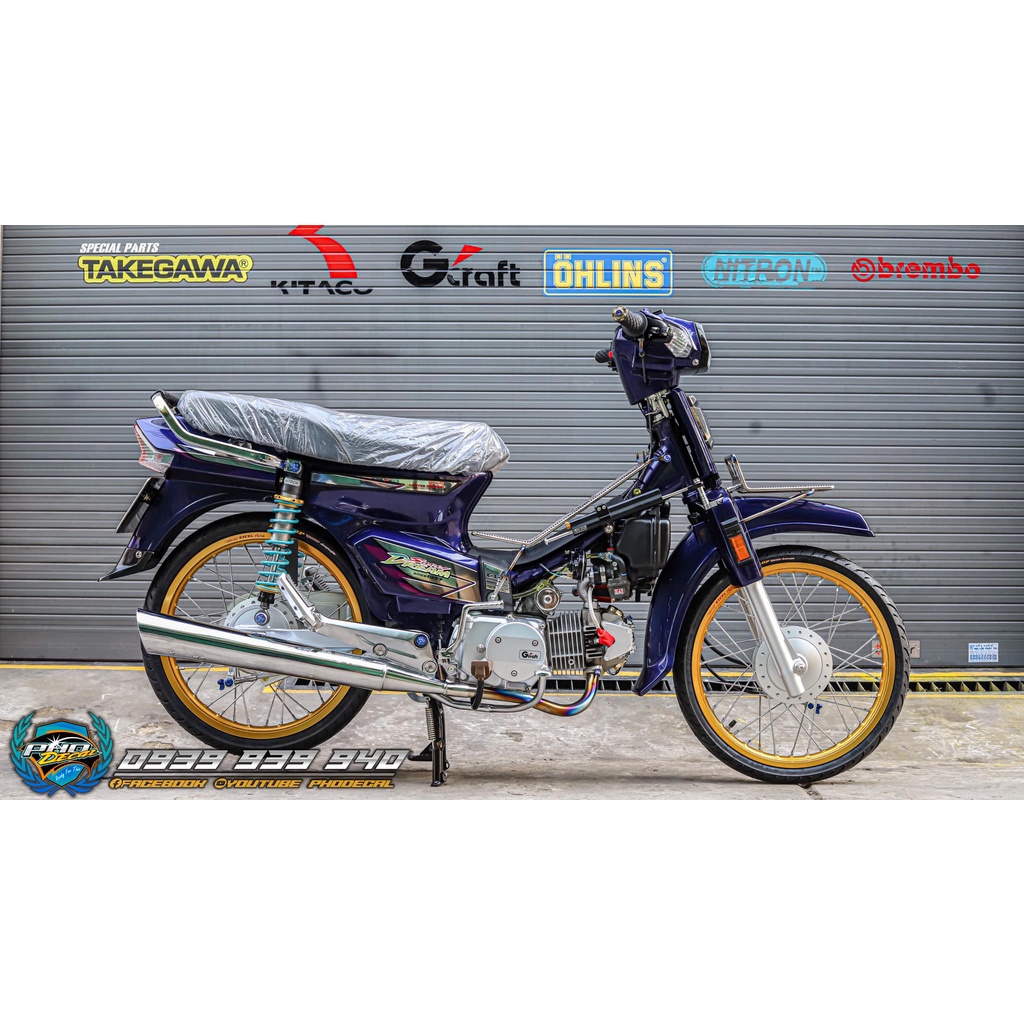 Tem Rời Dán Xe Dream Mẫu Zin Cánh Chim Xanh Tím Cực Đẹp, Hàng 3 Lớp Chất Lượng Cao