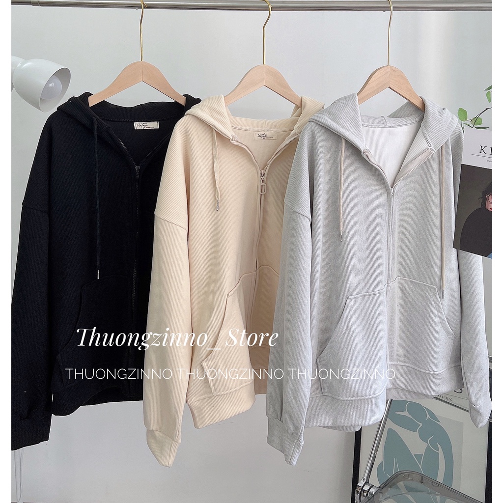 [Ảnh thật/Video]Áo khoác nỉ gân tăm loại 1 thiết kế hai lớp dày dặn Áo hoodie mũ to form rộng hàng Quảng châu
