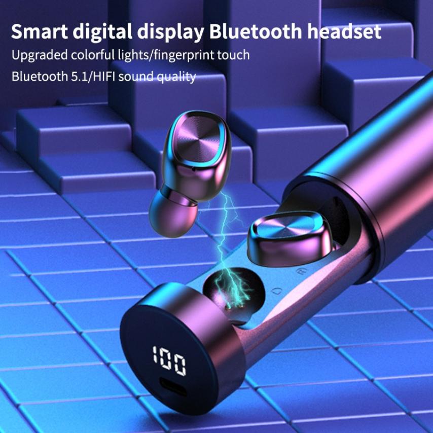 Tai nghe nhét trong tai ETronik N21 TWS Tai nghe Bluetooth Tai nghe LED không thấm nước Tai nghe âm thanh nổi với Touch Hifi Sport.