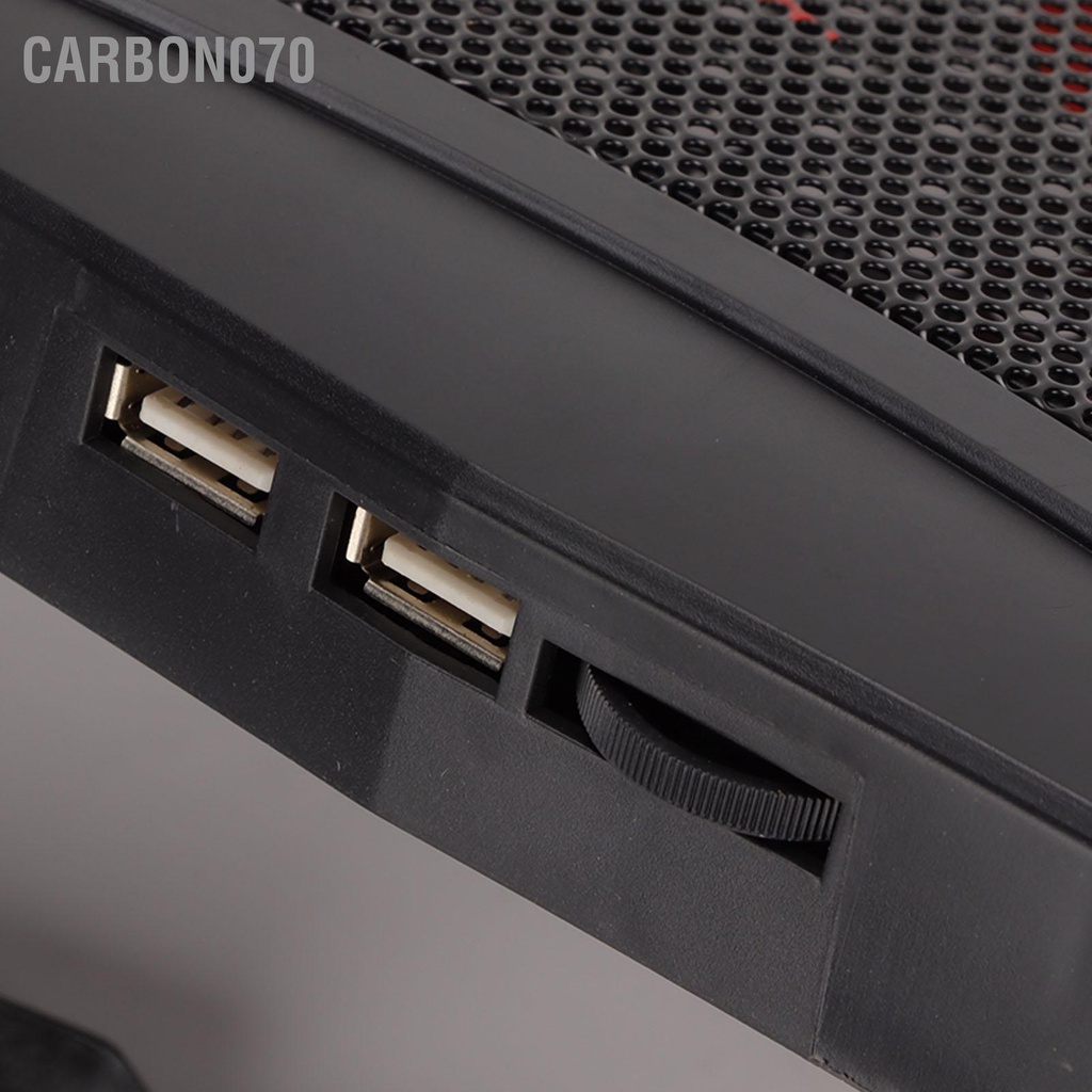 Carbon070 Tấm làm mát máy tính xách tay chơi game Đèn LED đỏ 3 Quạt 5 góc có thể điều chỉnh Cổng USB kép Máy yên tĩnh cho 16 inch