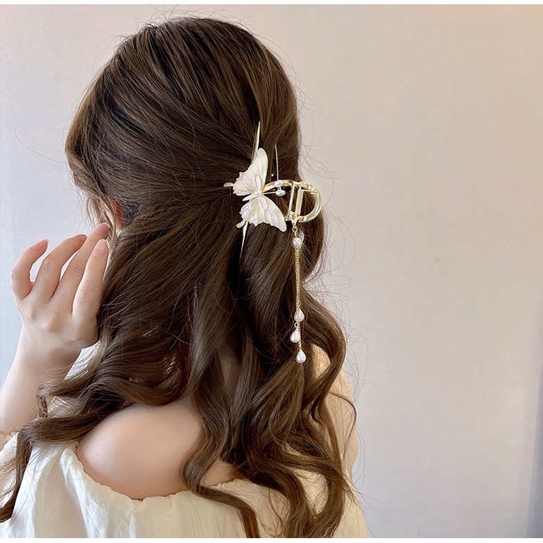 📛 RẺ VÔ ĐỊCH 📛 Kẹp gấp tóc kim loại con bướm có tua ngọc hot trend phong cách hàn quốc