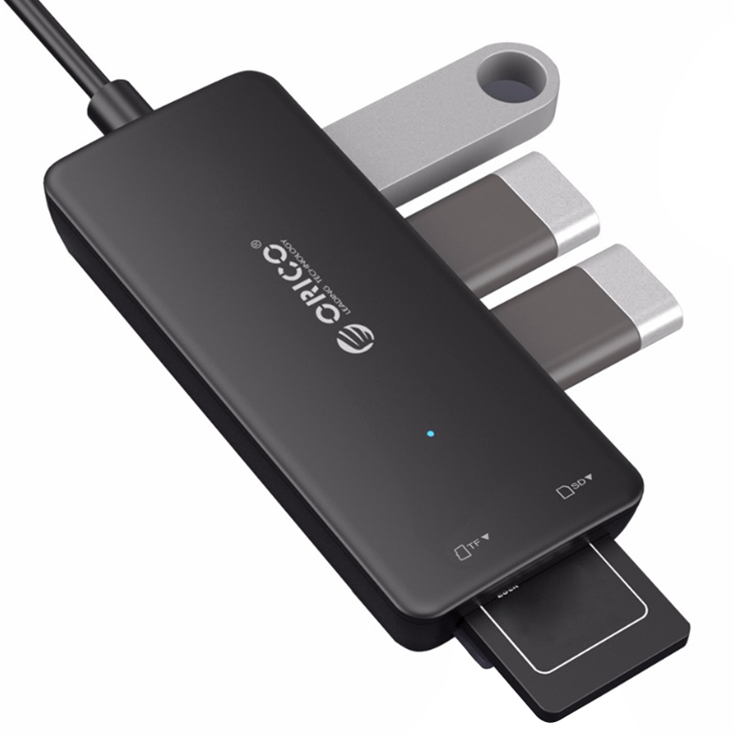 Hub + Đầu Đọc Thẻ 2 Trong 1 ORICO H3TS-U3 Có 3 Cổng USB 3.0