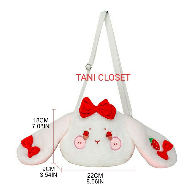 Túi Đeo Chéo Lolita Thỏ Dâu Tây Nơ Đỏ