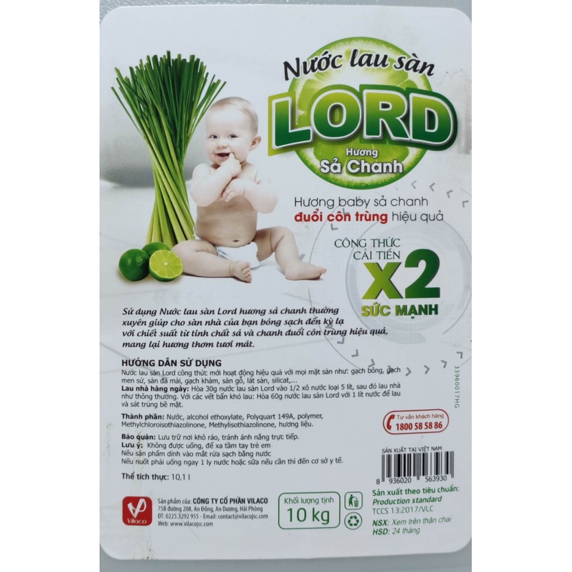 Nước lau sàn Tinh Dầu Sả Chanh Lord 10kg