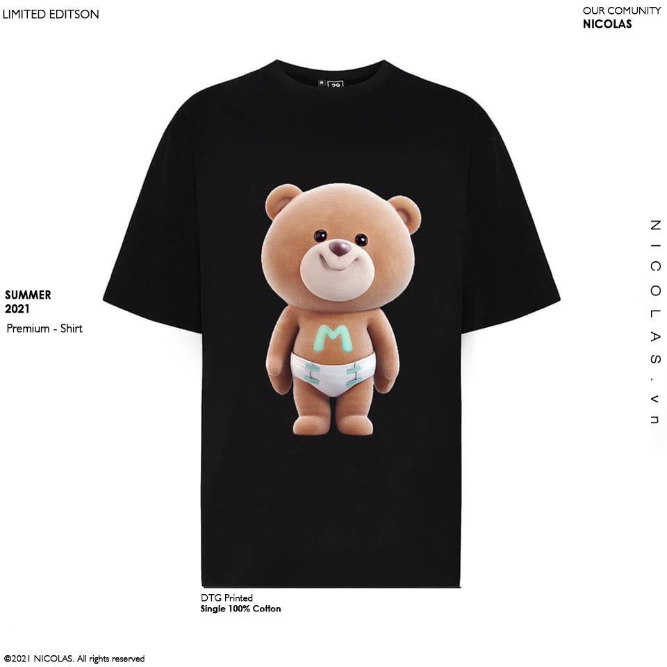 Áo Thun Unisex Nikolas 100% Cotton Teddy Bear