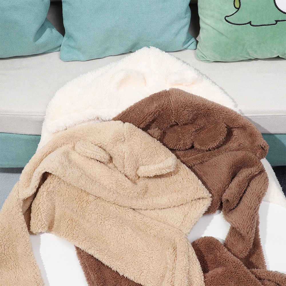 Mũ trùm đầu tích hợp khăn choàng hình gấu bông xinh xắn nhiều màu sắc thời trang mùa đông cho nữ