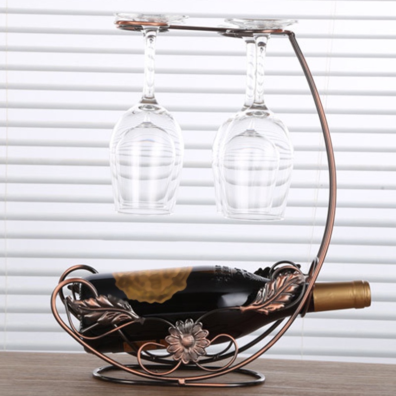Giá Đỡ Chai Rượu 1 Ngăn Và 4 Ngăn Đựng Ly Rượu Vang