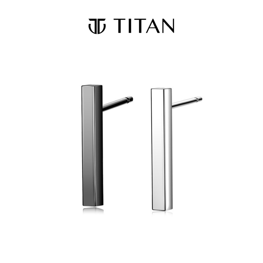 Khuyên tai nam nữ thanh ngang dài 2 màu bạc đen, bông tai unisex thời trang cá tính không gỉ, khuyên xỏ lỗ Titan shop