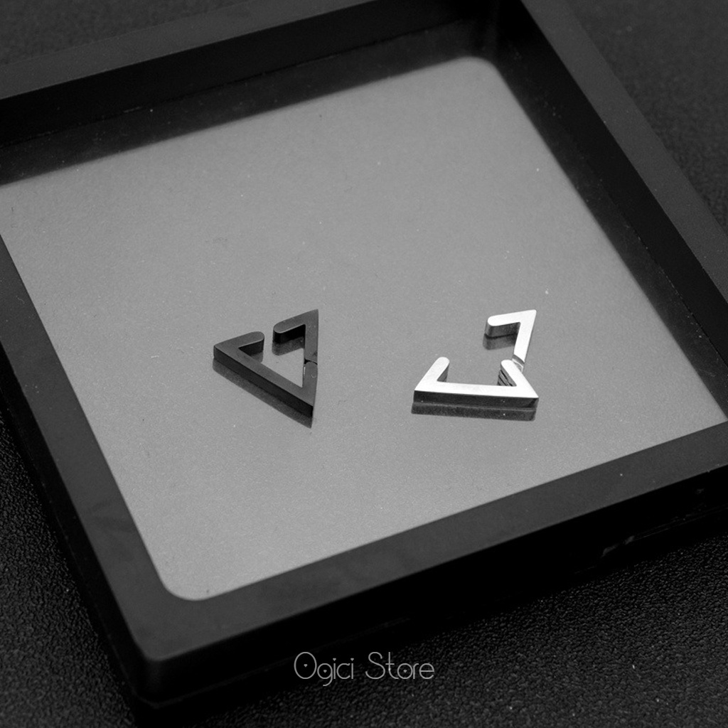 Bông tai nam nữ thép không gỉ, Khuyên tai không cần bấm lỗ kẹp tam giác trơn xu hướng đơn giản, Cá tính, Unisex, 1 chiếc