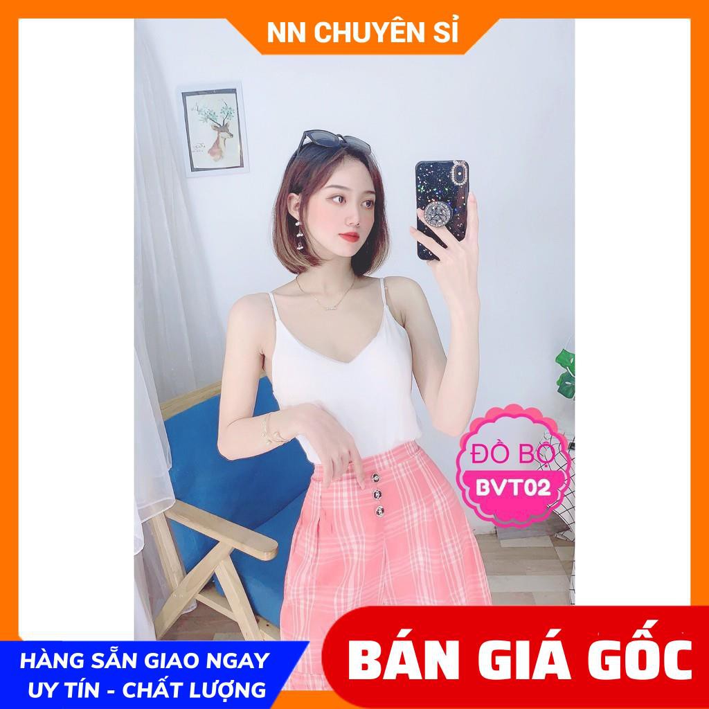 SET BỘ ÁO TRẮNG KÈM QUẦN CARO - BỘ ĐÙI XINH XẮN ⚡100% ẢNH THẬT ⚡