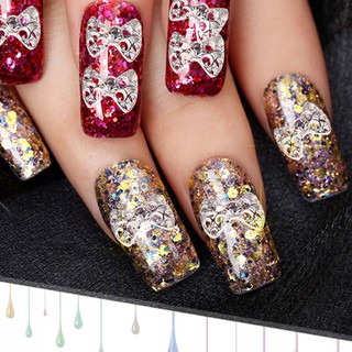 Set 10 nơ đính đá màu vàng/bạc trang trí móng