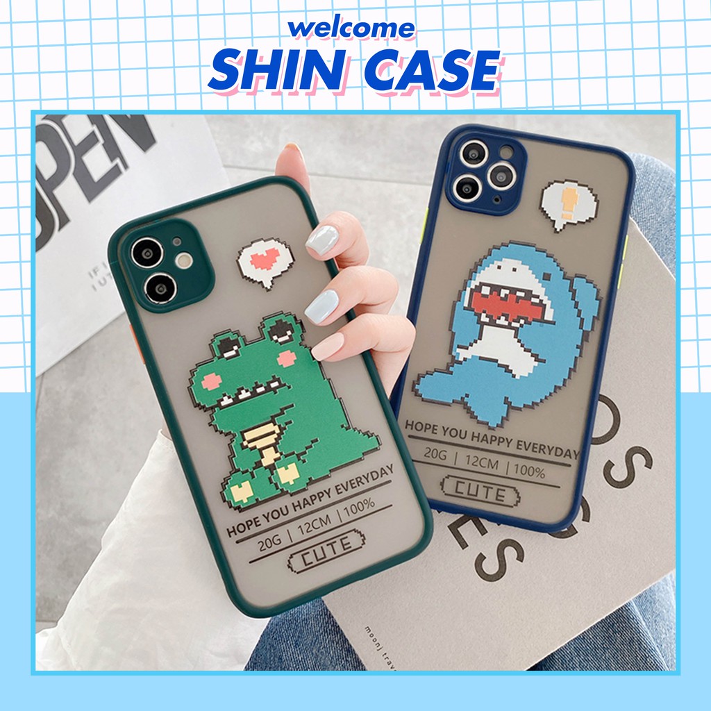 Ốp lưng iphone Big Fish nhám viền nổi cong 5/5s/6/6plus/6s/6splus/7/7plus/8/8plus/x/xr/xs/11/12/pro/max/plus/promax | BigBuy360 - bigbuy360.vn