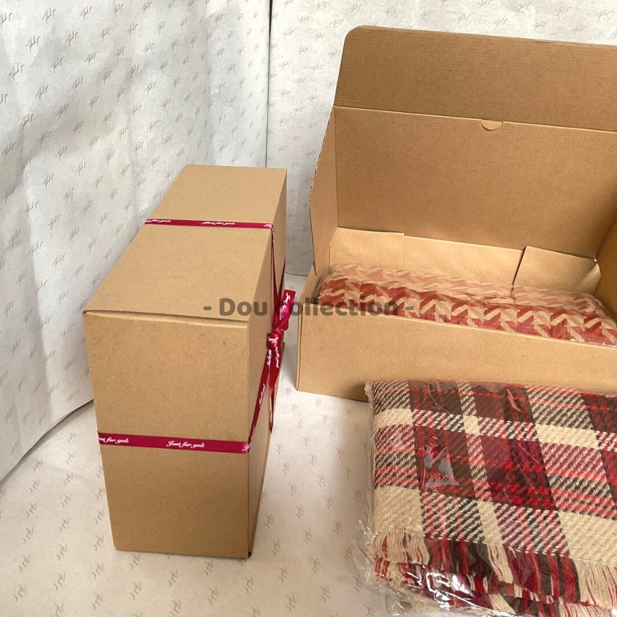 [NowShip2h] Hộp quà Kraft Vintage đựng quà tặng Khăn len và lụa đính nơ ruy băng dễ thương