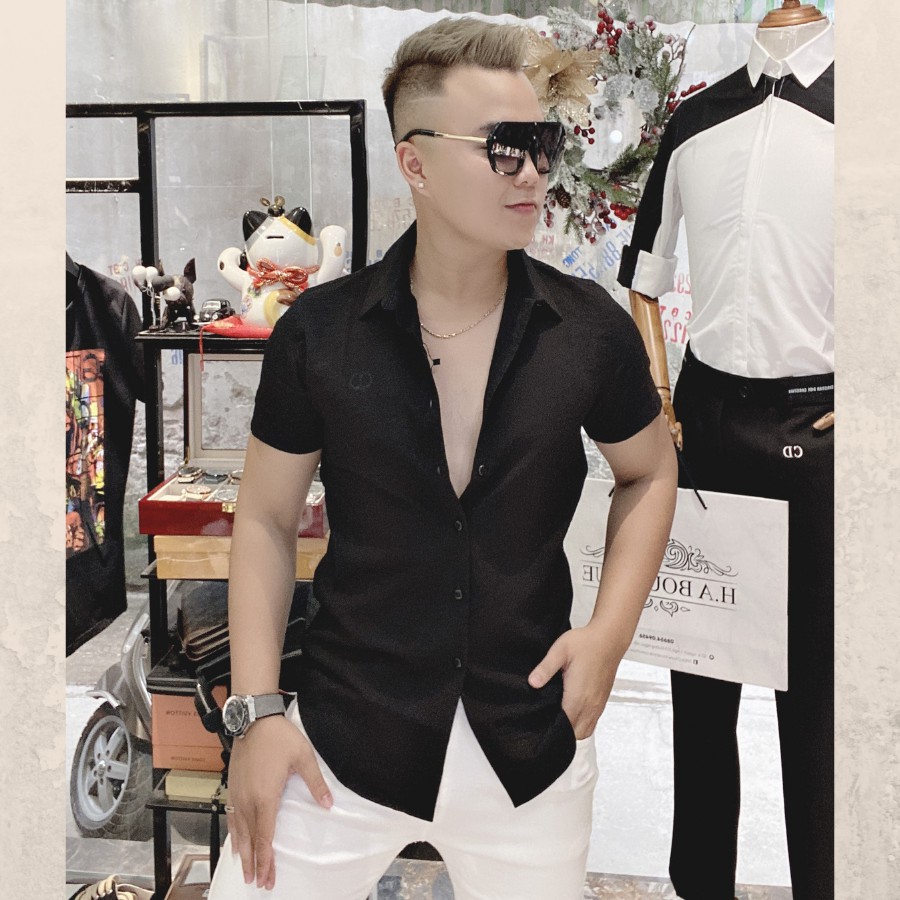 Áo sơ mi cộc tay linen cổ bẻ MiMEGA chất đũi 3 màu dáng ôm | BigBuy360 - bigbuy360.vn