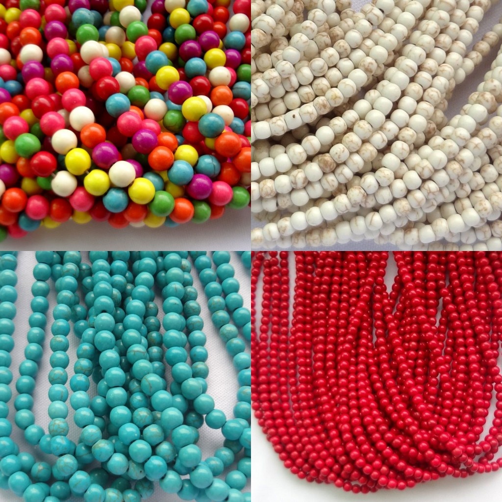 Set 50/ 100 hạt đá ngọc lam hình tròn dùng làm trang sức kích thước 4/6mm