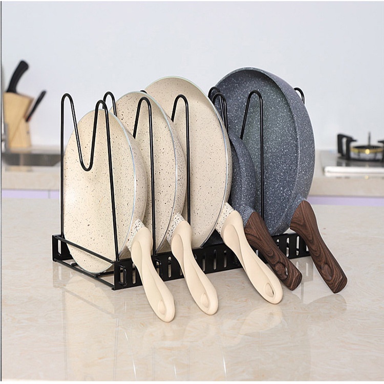 Giá, kệ để nắp nồi, chảo, thớt dụng cụ nhà bếp nhiều tầng tiện lợi không cần khoan lỗ