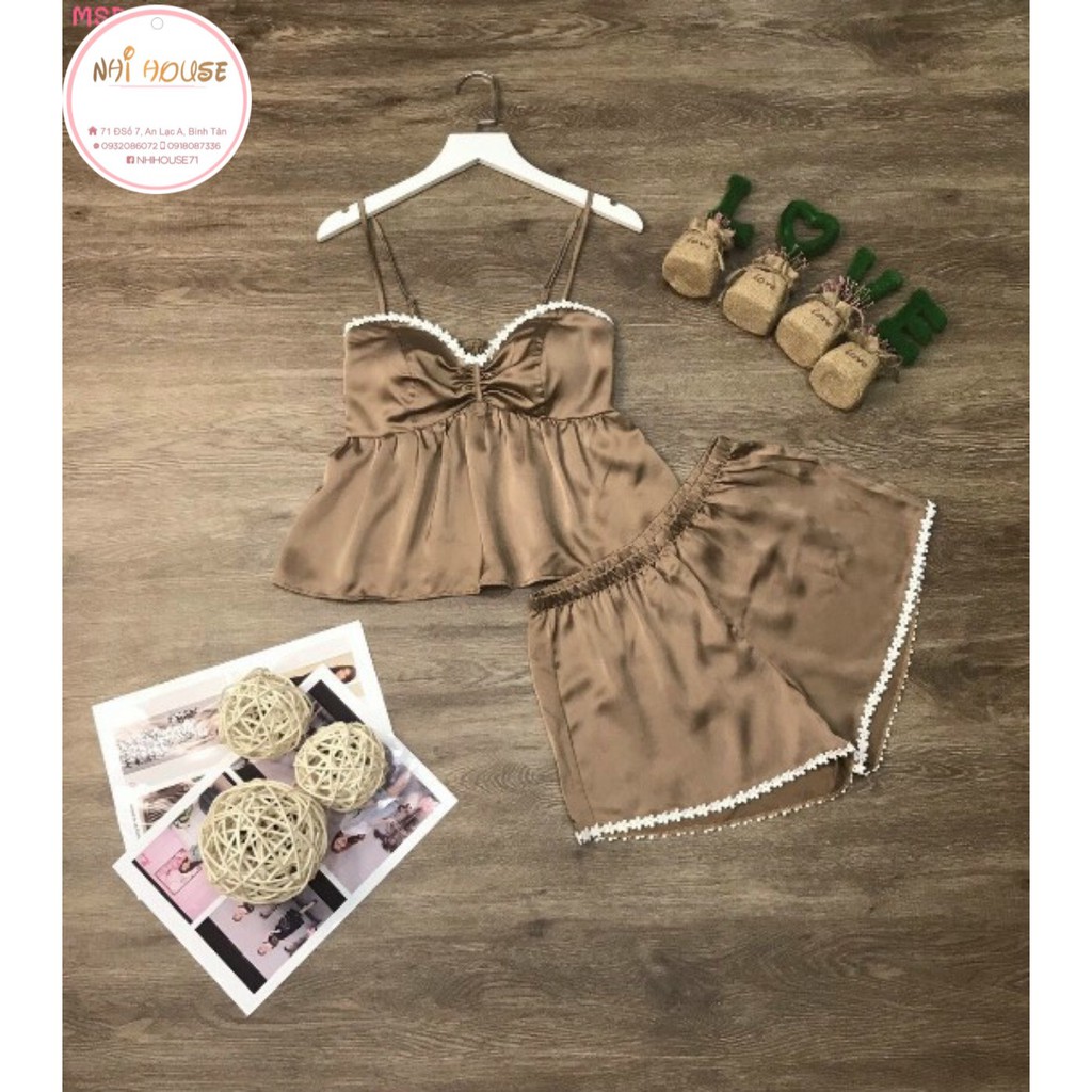 [FREESHIP 50K] Đồ Bộ Mặc Nhà Nhistore Áo 2 Dây Cúp Ngực Quần Ngắn Lụa Cao Cấp Freesize Dưới 57kg | BigBuy360 - bigbuy360.vn