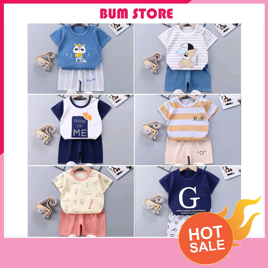 Đồ Bộ bé trai, bé gái XIAOHAIMEI Vải Cotton, Bộ quần áo cộc tay cho bé mặc hè thoáng mát  ( Link 6 )