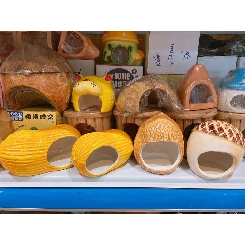 nhà sứ hình quả óc chó, đậu phộng, hạch đào , gốc cây, dừa cho hamster và sóc