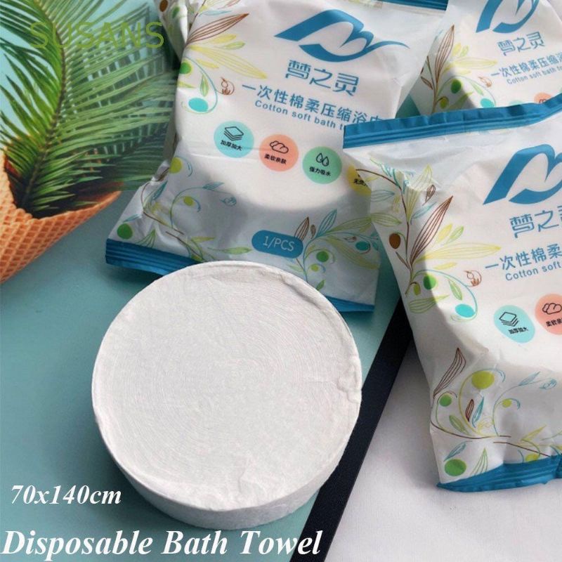 Khăn Tắm Nén Du Lịch Bằng Cotton Tiện Lợi  Dùng Một Lần 70*140 cm