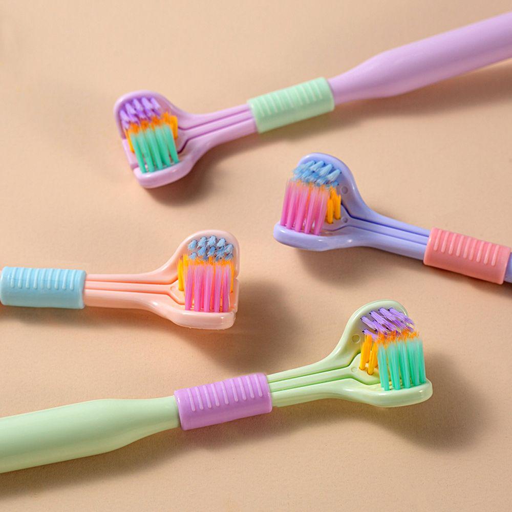 CABEZA Bàn Chải Đánh Răng Ba Mặt Lông Mềm Siêu Mịn Màu Kẹo Chăm Sóc Sức Khỏe Răng Miệng Cho