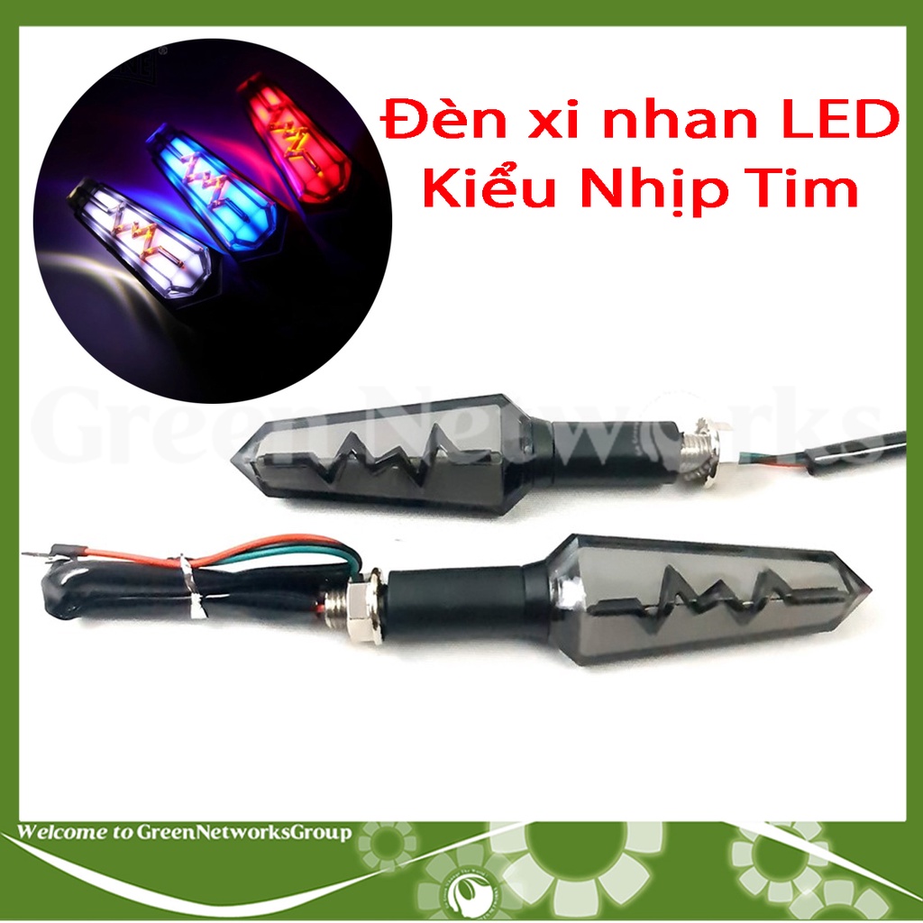 Xi nhan led kiểu nhịp tim dành cho nhiều loại xe Greennetworks ( 1 cặp )