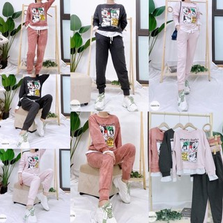 Bộ nỉ micky gấu trắng cao cấp