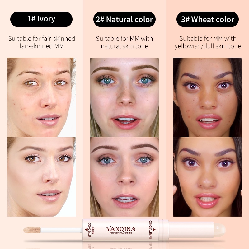 [Hàng mới về] Kem Che Khuyết Điểm Hai Đầu Yanqina Lâu Trôi Chống Thấm Nước Tiện Dụng | BigBuy360 - bigbuy360.vn