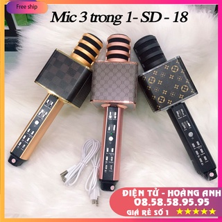 Mic Karaoke, Micro Karaoke Bluetooth Không Dây SD18 Hát Nhẹ Hay/ Hàng Chính Hãng