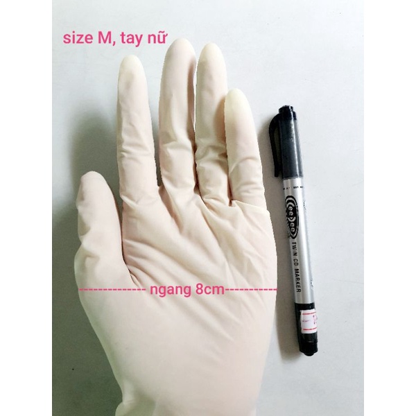 Găng tay cao su y tế Vglove đủ size (1 đôi 2 cái)