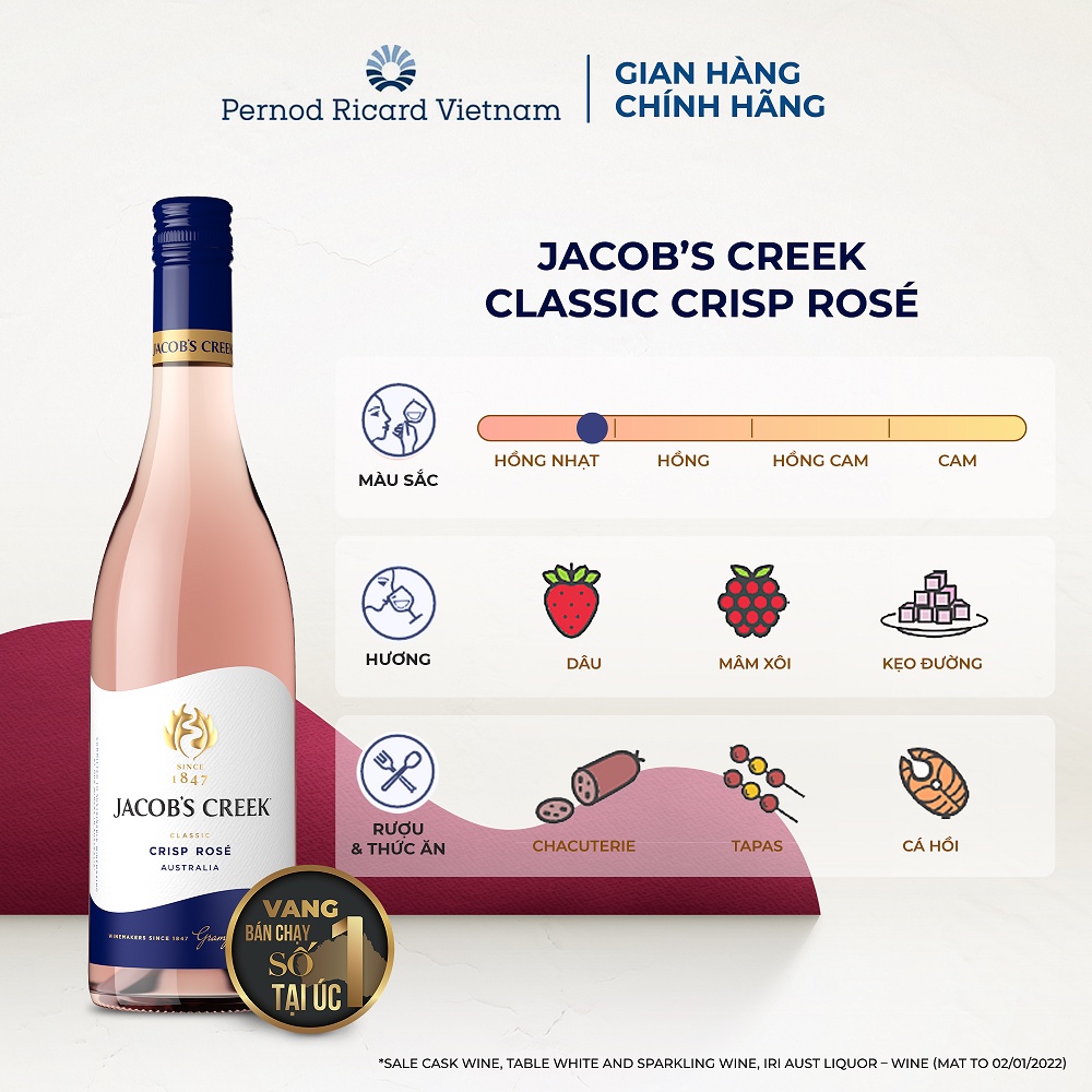Rượu Vang Hồng Jacob s Creek Classic Crisp Rosé nồng độ Alc 12.5% 750ml