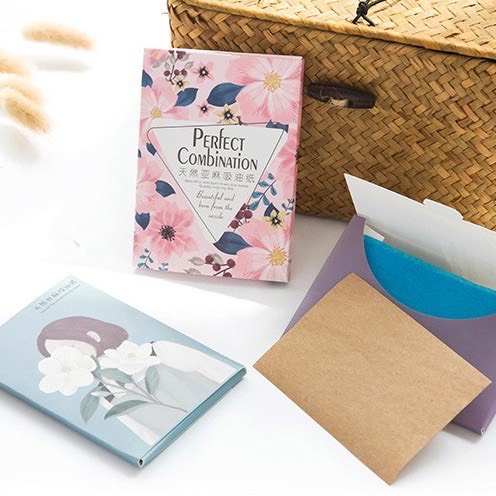 Hộp 50 Miếng Giấy thấm dầu thấm mồ hôi Nội Địa Trung kiểm soát dầu thừa hút dầu trên da hiệu quả superbag668 245