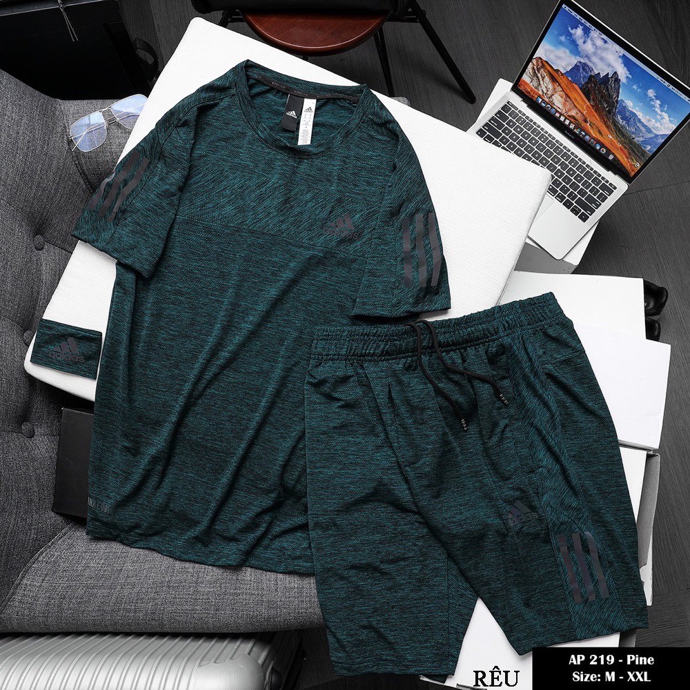 Bộ thể thao nam adidas cao cấp mùa hè cộc tay chất thun lạnh mã p219