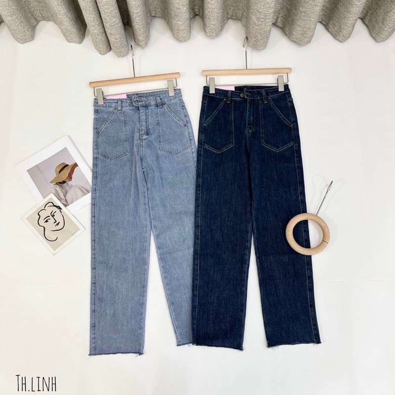 Quần jeans ống đứng xiêu tôn dáng