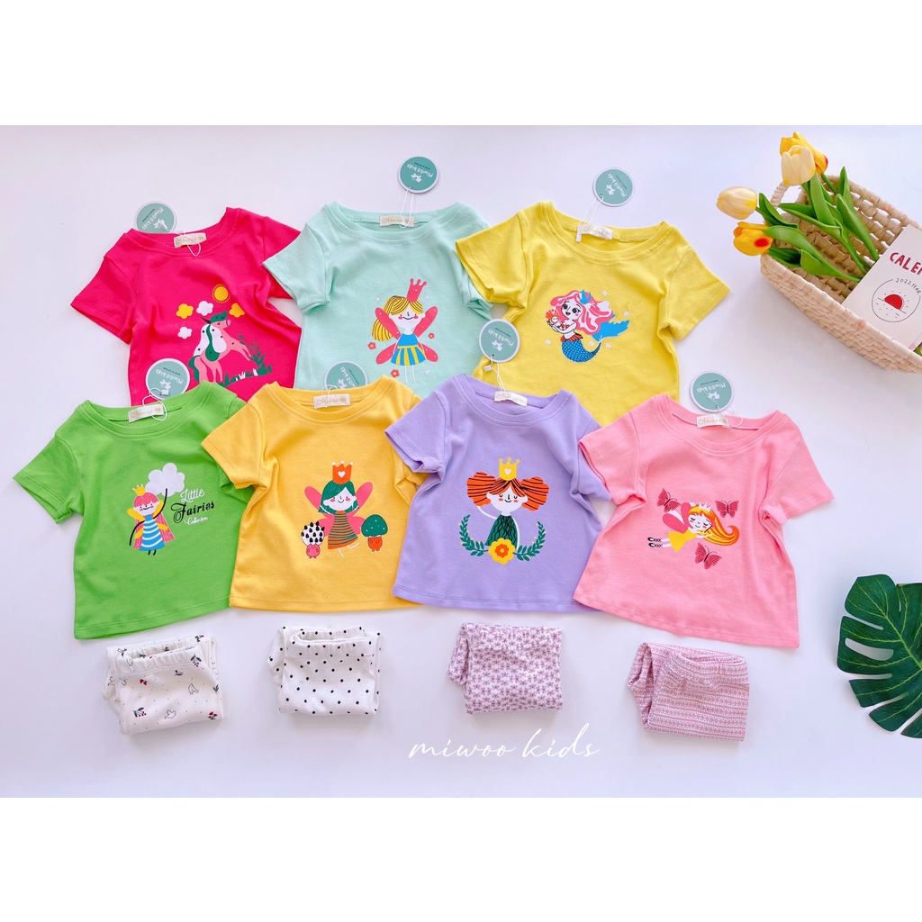 Đồ Bộ Thun Cotton Borip Cộc Tay Quần Dài Cho Bé Gái