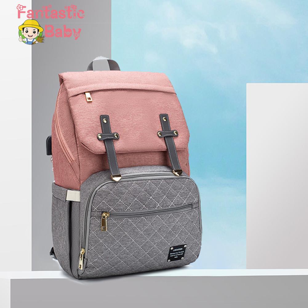 Interesting❀Flip Nappy Backpack Bag Mummy Stroller Mom Baby Multi-function Travel Diaper Bag