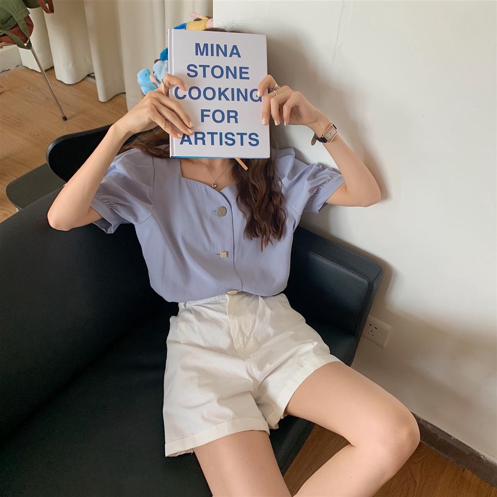 Áo NgắN Tay Cổ Vuông BằNg VảI chiffon JL-TX-395