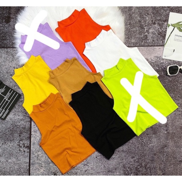 ok Áo crotop cổ lọ L1 - Áo crotop cổ cao basic (kèm ảnh thật)