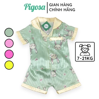 Set đồ bộ ngủ pijama chất lụa satin cho bé gái - hapy sb532