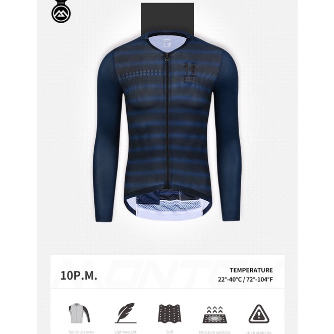 Áo đạp xe dài tay Monton 10PM Dark Blue