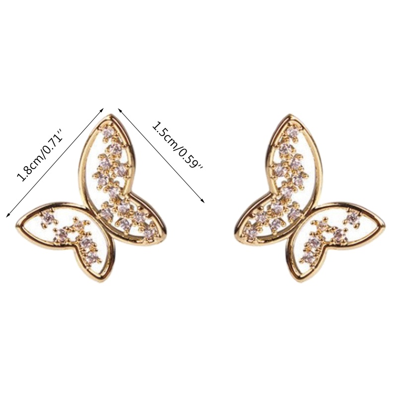 1 Đôi Bông Tai Hình Bướm Rỗng Đính Đá Zircon