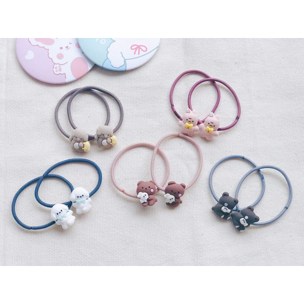 4 dây buộc tóc hình gấu/dâu tây/ khủng long/đám mây đáng yêu cho nữ